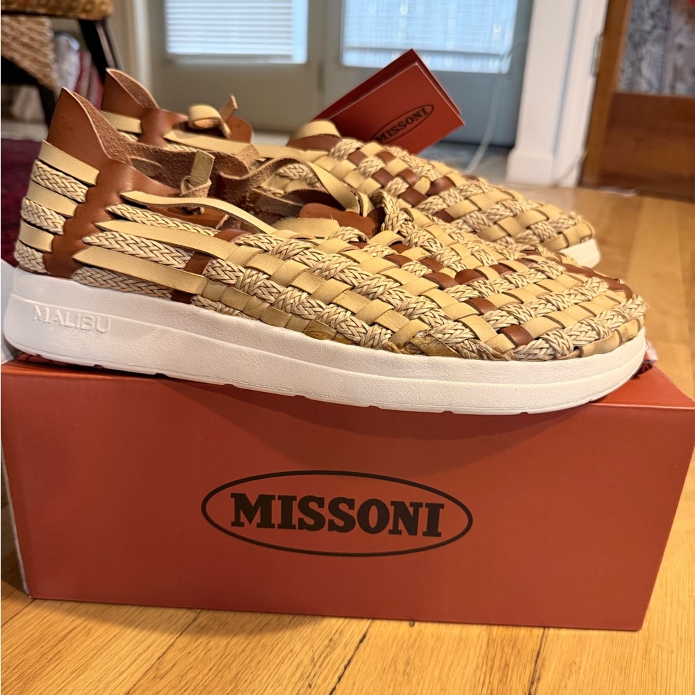 Missoni Beige and Brown Woven Sneakers